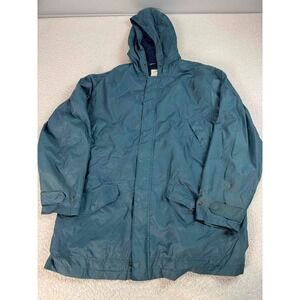 Gap Mens Full Zip Snap Long Sleeve Hooded Teal Blue Windbreaker Jacket Medium
